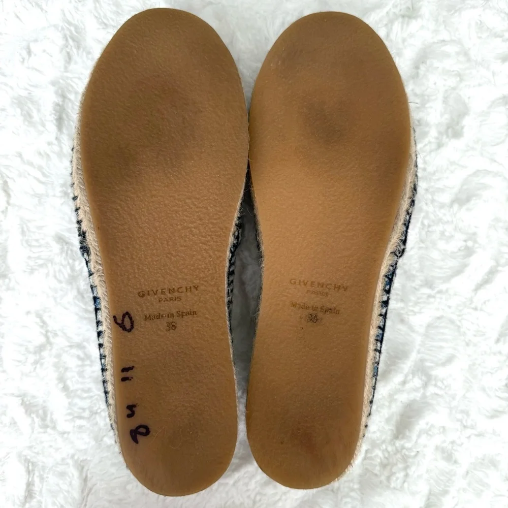 Givenchy Logo 4G Jacquard Espadrilles Flats Denim Navy Blue